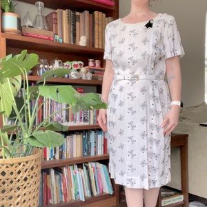 Vintage 60s dress black white floral